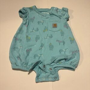 Carhartt Teal Romper with Horse Pattern